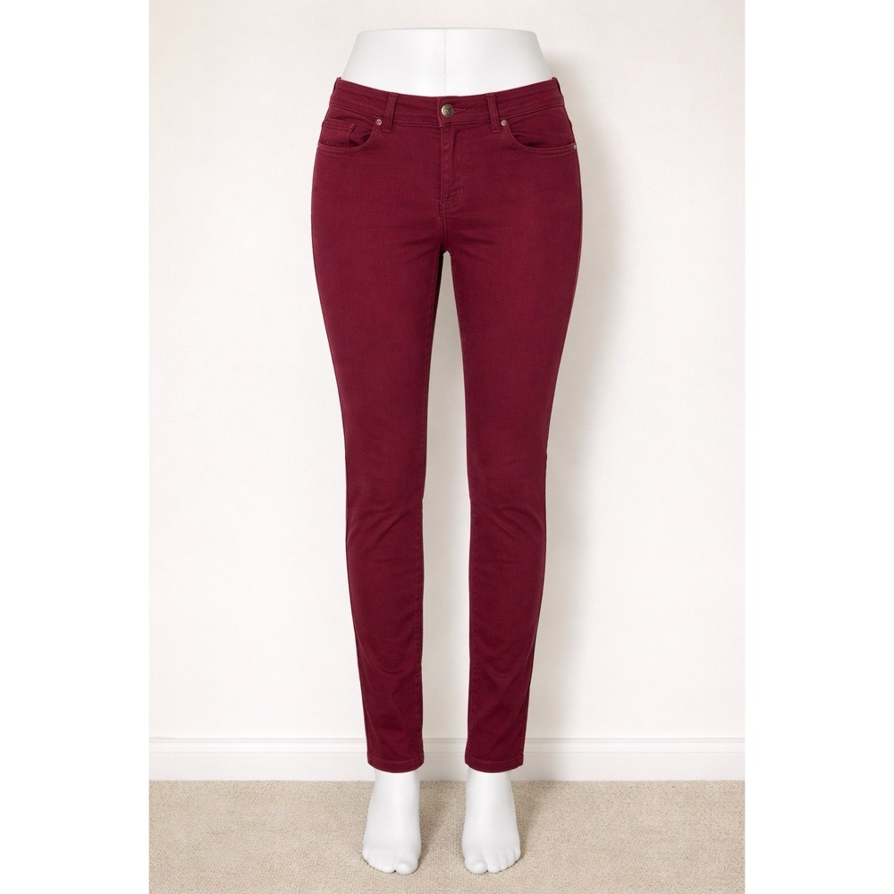 Liz Claiborne Womens Burgundy Soft Pants Size 8 Stretch Cotton Twill Mid Rise